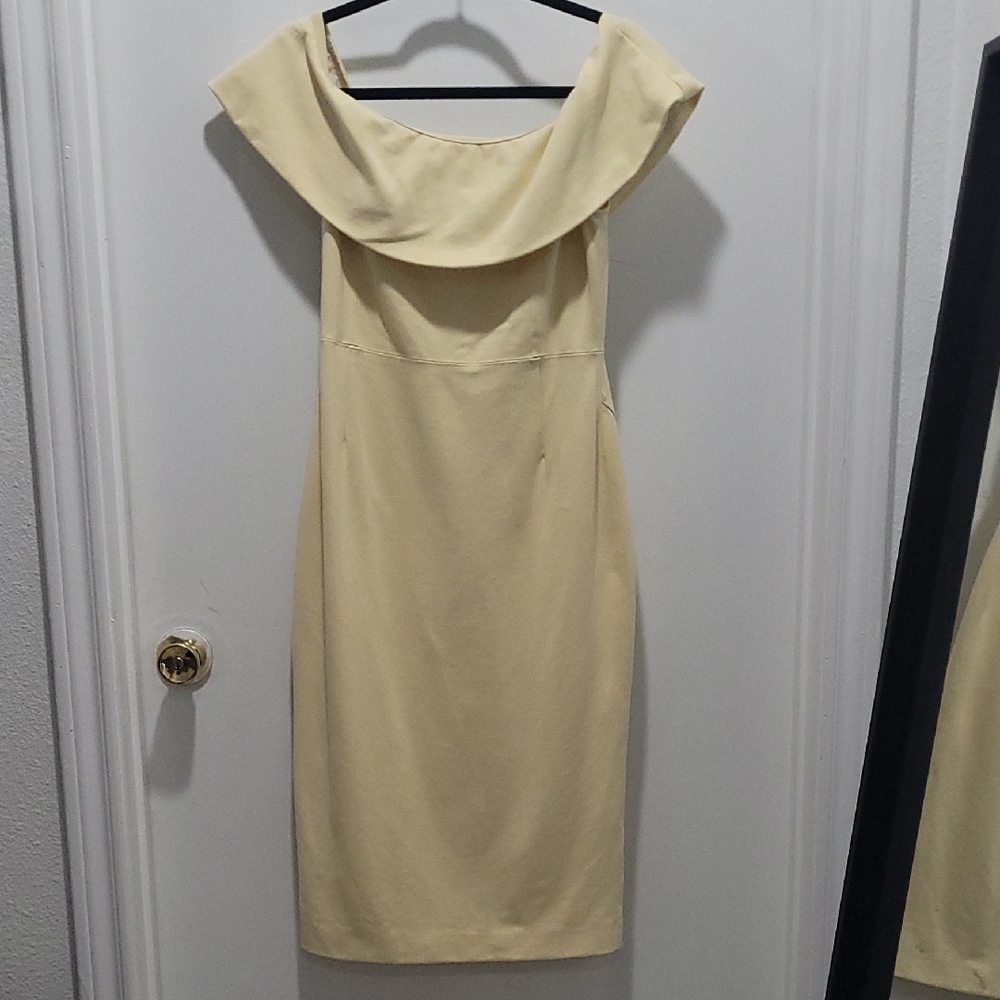 Babaton Cream Off-Shoulder Midi Dress
